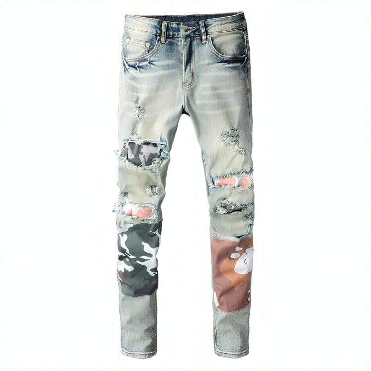 The Outsider Distressed Patchwork Denim Jeans Well Worn 28 