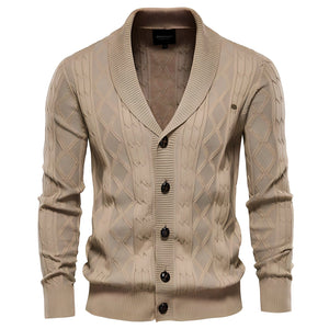 The Theodore Slim Fit Knitted Cardigan - Multiple Colors 0 WM Studios Khaki S 