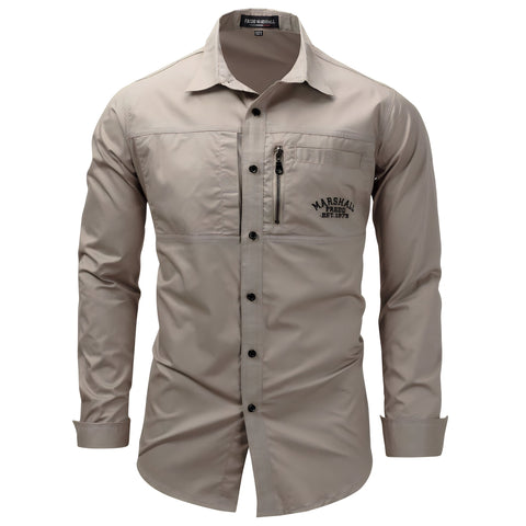 The Marshall Slim Fit Long Sleeve Shirt - Multiple Colors 0 WM Studios Khaki S 