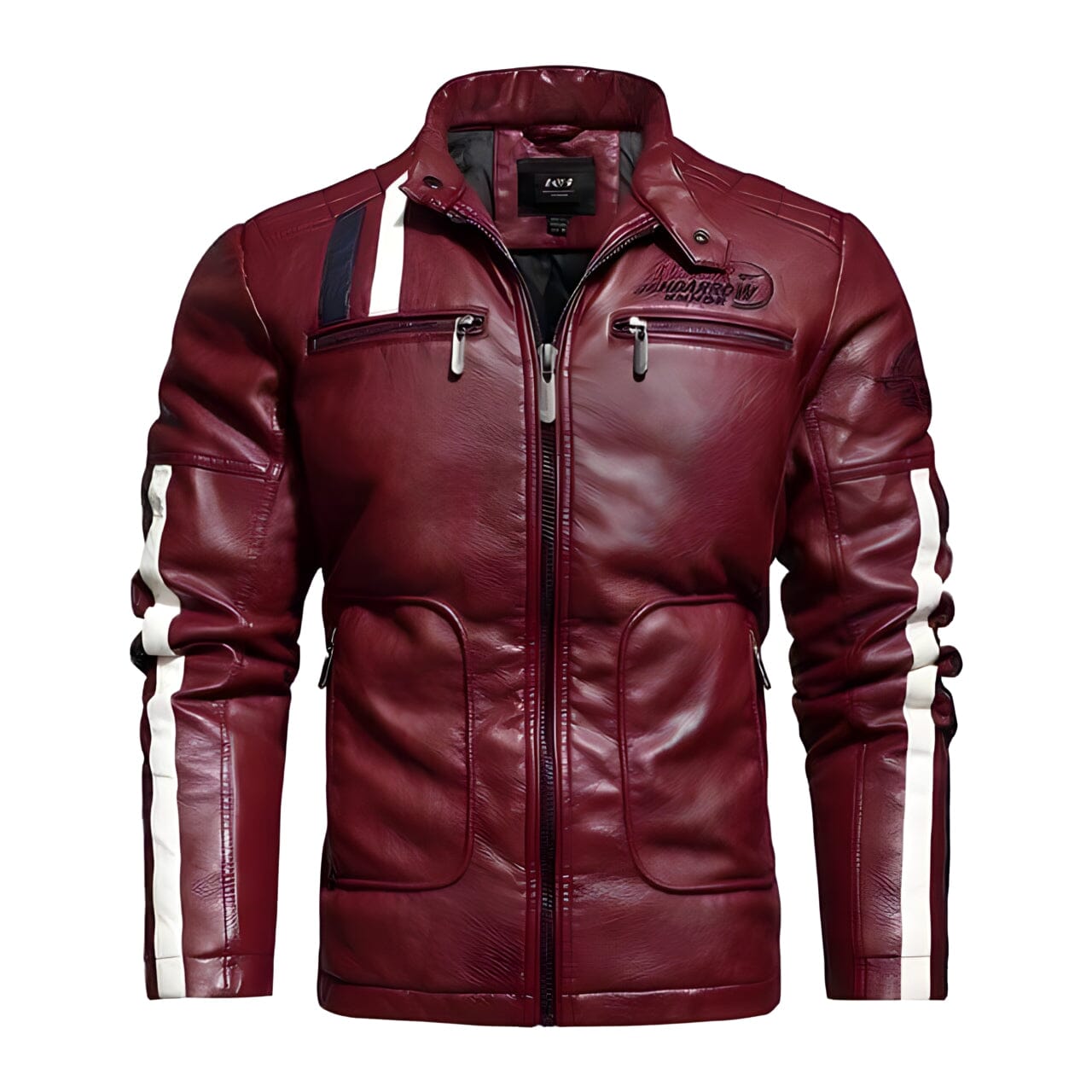 The Vincent Faux Leather Moto Biker Jacket - Maroon Shop5798684 Store XS 