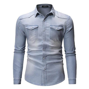 The Colton Long Sleeve Denim Shirt - Multiple Colors Well Worn Light Blue XS 