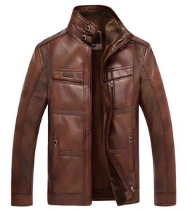 The Honcho Faux Leather Biker Jacket - Multiple Colors Well Worn Coffee XXS 