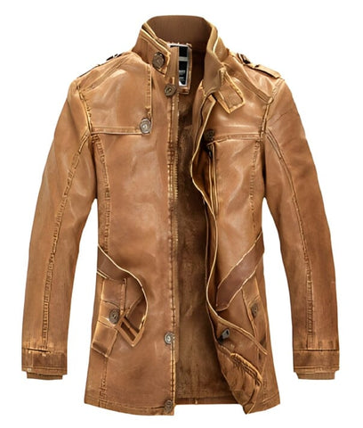 The Olivier Washed-Leather Biker Jacket - Multiple Colors IdopyLeather Store Khaki XS 