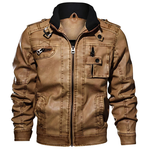 The Captain Faux Leather Aviator Jacket - Multiple Colors Shop5798684 Store Khaki S 