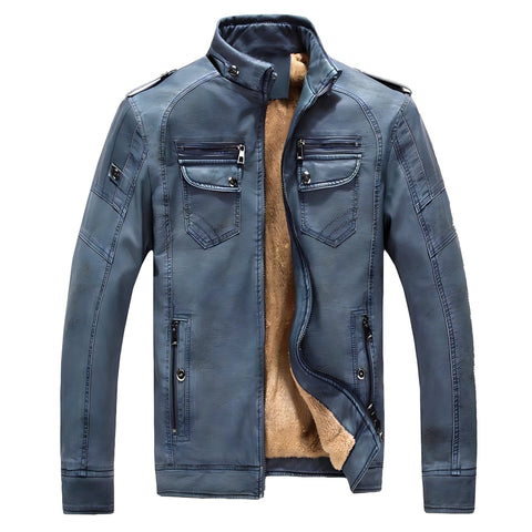The Julian Faux Leather Moto Jacket - Multiple Colors Shop5798684 Store Denim Blue XS 