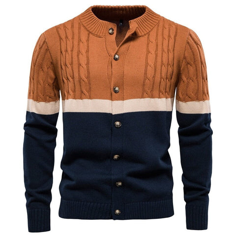 The Archie Slim Fit Knitted Cardigan - Multiple Colors 0 WM Studios Orange S 