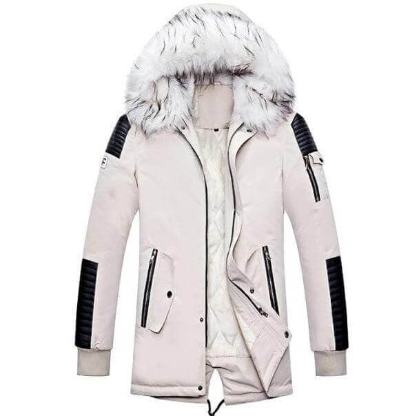 The Snow Leopard Faux Fur Hooded Winter Jacket - Multiple Colors Well Worn Beige XL 